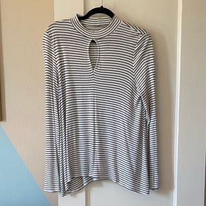 Mockneck striped top